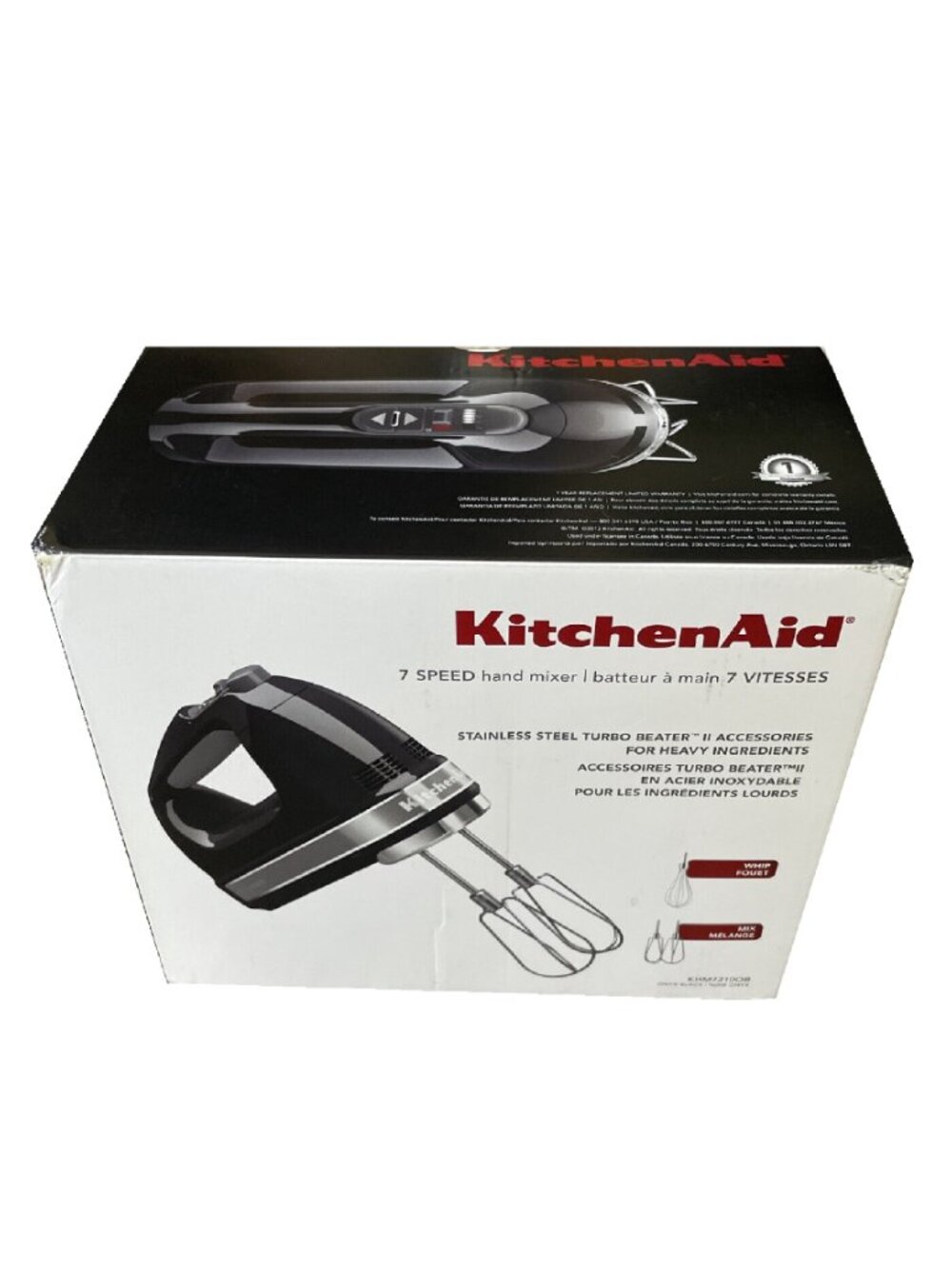 brand new ONYX BLACK KitchenAid Soft Start™ 7-Speed Hand Mixer Model KHM7210OB